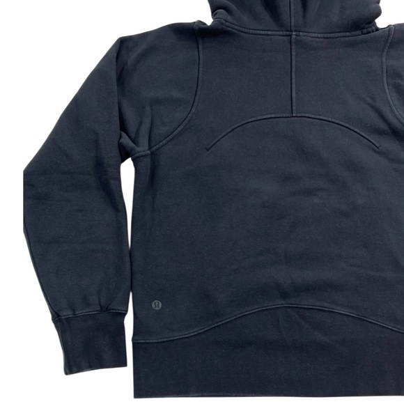 Lululemon Loungeful Hoodie Black Fleece Relaxed Fit Pullover Sweatshirt Size 6 - Picture 5 of 8
